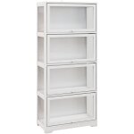 Homcom - vitrine colonne 4 niveaux - 4 portes abattantes - dim. 59 x 30 x 139 cm - mdf blanc acrylique ...