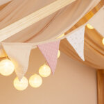 Home deluxe - rideau pour lit d'enfant en deux parties velo couleur : beige