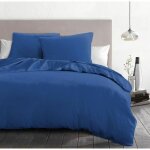 Home - linge - passion parure de couette unie bleu 220x240 cm