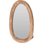 Petit miroir ovale dans un cadre en bois de mangue. Petit miroir ovale dans un cadre en bois de mangue.