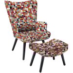 Homemiyn fauteuil  accoudoirs avec coussin et pou - canap d'angle pour salon - design mosaque colore ...