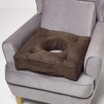 Coussin bou�e rehausseur en su�dine marron, 50 x 50 x 10 cm - homescapes