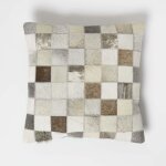 Coussin patchwork en peau vritable, 45 x 45 cm - homescapes
