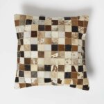 Homescapes - coussin patchwork en peau v�ritable � petits carreaux, 45 x 45 cm