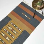 Homescapes tapis kilim en coton et jute bleu lundi 80 x 180 cm