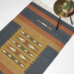 Homescapes - tapis kilim en coton et jute bleu lundi 240 x 300 cm