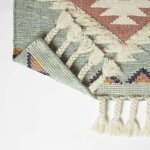 Homescapes - tapis kilim en laine bleu tenali, 90 x 150 cm