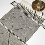 Homescapes tapis kilim en laine noir et blanc edessa, 160 x 230 cm