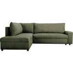 Homifab - canap� d'angle convertible r�versible 4 / 5 places en velours c�tel� vert kaki - malte