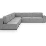 Homifab - canapé d'angle à gauche modulable convertible 10 places en velours côtelé gris clair - harper ... Homifab - canapé d'angle à gauche modulable convertible 10 places en velours côtelé gris clair - harper ...
