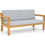 Homifab - canap� de jardin 2 places en bois fsc - coussins gris chin� - palau