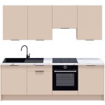 Homifab - ensemble de 8 meubles de cuisine - l. 245 cm - beige cachemire - luzia