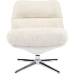 Homifab - fauteuil pivotant en velours cotel� beige et pi�tement chrom� - julia