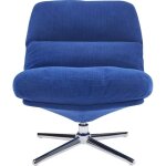 Fauteuil pivotant en velours c�tel� bleu �lectrique et pi�tement chrom� - julia