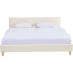 Homifab - lit adulte 180x200 cm avec t�te de lit capitonn�e en velours beige - milo