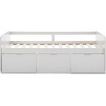 Homifab - lit banquette enfant 90x190 cm en bois blanc avec tiroirs de rangement - lio Homifab - lit banquette enfant 90x190 cm en bois blanc avec tiroirs de rangement - lio
