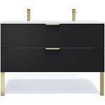 Homifab - meuble de salle de bain suspendu double vasque intégrée 120cm 2 tiroirs noir - venice Homifab - meuble de salle de bain suspendu double vasque intégrée 120cm 2 tiroirs noir - venice