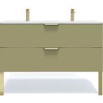 Homifab - meuble de salle de bain suspendu double vasque int�gr�e 120cm 2 tiroirs vert olive - venice ...
