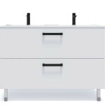 Homifab - meuble de salle de bain suspendu avec pieds double vasque intégrée 120cm 2 tiroirs blanc - ... Homifab - meuble de salle de bain suspendu avec pieds double vasque intégrée 120cm 2 tiroirs blanc - ...