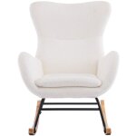 Homifab - rocking - chair en tissu boucl beige - ba