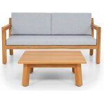 Homifab - salon de jardin 2 places en bois fsc - canap� 2 pl. et table basse - palau