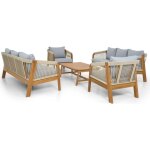 Salon de jardin 8 places en bois fsc - 2 canap�s 3 pl. , 2 fauteuils et table basse - symi