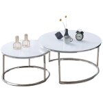 Homy france - lot de 2 tables basses gigogne arto inox blanc ultra Homy france - lot de 2 tables basses gigogne arto inox blanc ultra