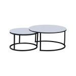 Homy france - lot de 2 tables basses gigogne arto mtal noir et plateau blanc ultra