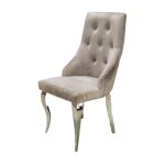 Homy france - lot de 4 chaises anneau capitonnes et cloutes chrome velours moka