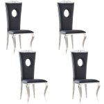Homy france - lot de 4 chaises baroque royal chrome simili cuir noir Homy france - lot de 4 chaises baroque royal chrome simili cuir noir