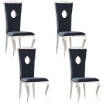 Lot de 4 chaises baroque royal chrome velours noir Lot de 4 chaises baroque royal chrome velours noir