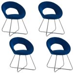 Homy france - lot de 4 chaises bubble chrome velours bleu