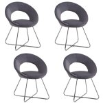 Homy france - lot de 4 chaises bubble chrome velours gris souris