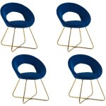 Homy france - lot de 4 chaises bubble gold velours bleu