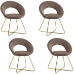 Homy france - lot de 4 chaises bubble gold velours moka