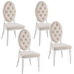 Homy france - lot de 4 chaises medaillon capitonnées velours blanc cassé Homy france - lot de 4 chaises medaillon capitonnées velours blanc cassé