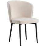 Homy france - lot de 4 chaises moderne diana mtal noir velours cru