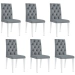 Homy france - lot de 6 chaises capitonnes nevada chrome velours gris anthracite