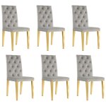 Lot de 6 chaises capitonnes nevada gold velours moka