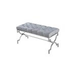 Homy france - banquette cross capitonne chrome velours gris