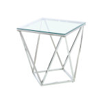 Homy france - bout de canape alina chrome verre transparent 50x50 h55 cm Homy france - bout de canape alina chrome verre transparent 50x50 h55 cm
