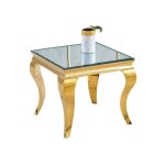 Homy france - guéridon baroque gold plateau verre miroir 50x50 cm Homy france - guéridon baroque gold plateau verre miroir 50x50 cm