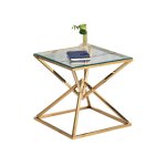Homy france - guridon pyramide gold transparent 55x55x h55 cm