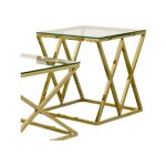 Homy france - guéridon triangle gold 50x50 h55 cm Homy france - guéridon triangle gold 50x50 h55 cm