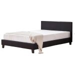 Homy france - lit 2 places 140x190 cm melbourne velours beige avec sommier intgr