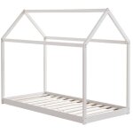 Homy france - lit cabane robinson blanc en bois 90x190 cm avec sommier intgr
