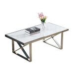 Homy france - table basse levanto chrome vere effet marbr blanc 120x60x45cm