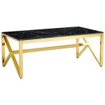 Homy france - table basse majestique gold verre effet marbre blanc 120x60x45 cm
