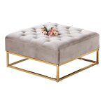 Homy france - table basse rangements tiroirs plateau velours capitonné moka et pieds gold Homy france - table basse rangements tiroirs plateau velours capitonné moka et pieds gold