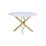 Homy france - table à manger ronde jessica gold verre effet marbre blanc diamètre 100cm Homy france - table à manger ronde jessica gold verre effet marbre blanc diamètre 100cm